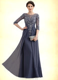 Angelica A-Line Scoop Neck Floor-Length Chiffon Lace Mother of the Bride Dress STG126P0014712