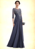Angelica A-Line Scoop Neck Floor-Length Chiffon Lace Mother of the Bride Dress STG126P0014712