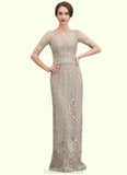 Melany Sheath/Column Scoop Neck Sweep Train Chiffon Lace Mother of the Bride Dress STG126P0014716