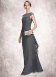 Leia A-Line Scoop Neck Floor-Length Chiffon Mother of the Bride Dress With Beading Sequins Cascading Ruffles STG126P0014721