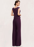 Jimena Jumpsuit/Pantsuit Scoop Neck Floor-Length Chiffon Lace Mother of the Bride Dress STG126P0014722