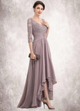 Kaya A-Line V-neck Asymmetrical Chiffon Lace Mother of the Bride Dress With Sequins STG126P0014728