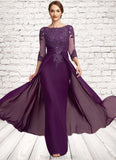 Alyssa A-Line Scoop Neck Floor-Length Chiffon Lace Mother of the Bride Dress With Beading Sequins STG126P0014738
