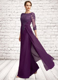 Alyssa A-Line Scoop Neck Floor-Length Chiffon Lace Mother of the Bride Dress With Beading Sequins STG126P0014738