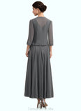 Natalie A-Line V-neck Ankle-Length Chiffon Mother of the Bride Dress With Beading Sequins STG126P0014740