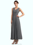 Natalie A-Line V-neck Ankle-Length Chiffon Mother of the Bride Dress With Beading Sequins STG126P0014740