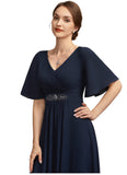 Kennedy A-Line V-neck Ankle-Length Mother of the Bride Dress With Ruffle STG126P0014742