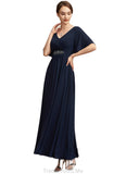 Kennedy A-Line V-neck Ankle-Length Mother of the Bride Dress With Ruffle STG126P0014742