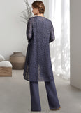 Sariah Jumpsuit/Pantsuit Scoop Neck Floor-Length Chiffon Lace Mother of the Bride Dress With Sequins STG126P0014805