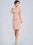 Virginia Sheath/Column Scoop Neck Knee-Length Chiffon Lace Mother of the Bride Dress With Beading Sequins STG126P0014896