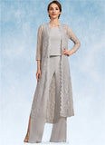 Delilah Jumpsuit/Pantsuit Square Neckline Floor-Length Chiffon Mother of the Bride Dress STG126P0014900