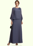 Susan A-Line Scoop Neck Ankle-Length Chiffon Mother of the Bride Dress With Flower(s) STG126P0014908