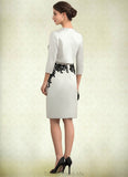 Rebekah Sheath/Column Scoop Neck Knee-Length Satin Lace Mother of the Bride Dress With Beading Sequins STG126P0014916