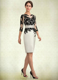 Rebekah Sheath/Column Scoop Neck Knee-Length Satin Lace Mother of the Bride Dress With Beading Sequins STG126P0014916