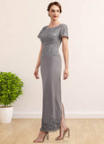 Eliana Sheath/Column Scoop Neck Ankle-Length Chiffon Lace Mother of the Bride Dress With Sequins STG126P0014922