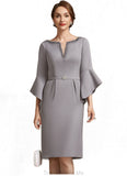 Hailey Sheath/Column V-neck Knee-Length Stretch Crepe Mother of the Bride Dress With Beading STG126P0014928