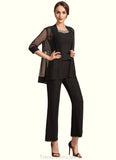 Maggie Jumpsuit/Pantsuit Scoop Neck Ankle-Length Chiffon Mother of the Bride Dress With Beading Sequins STG126P0014932