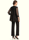 Maggie Jumpsuit/Pantsuit Scoop Neck Ankle-Length Chiffon Mother of the Bride Dress With Beading Sequins STG126P0014932