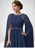 Hortensia A-Line Scoop Neck Tea-Length Chiffon Mother of the Bride Dress With Beading STG126P0014934