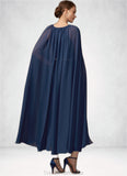 Hortensia A-Line Scoop Neck Tea-Length Chiffon Mother of the Bride Dress With Beading STG126P0014934