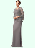 Baylee Sheath/Column Square Neckline Floor-Length Chiffon Lace Mother of the Bride Dress STG126P0014936