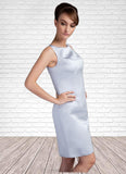 Dayana Sheath/Column Scoop Neck Knee-Length Satin Mother of the Bride Dress STG126P0014937