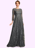 Ellie A-Line Scoop Neck Floor-Length Lace Mother of the Bride Dress With Sequins STG126P0014939