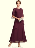 Allisson A-Line Scoop Neck Ankle-Length Chiffon Mother of the Bride Dress With Cascading Ruffles STG126P0014941