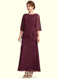 Allisson A-Line Scoop Neck Ankle-Length Chiffon Mother of the Bride Dress With Cascading Ruffles STG126P0014941