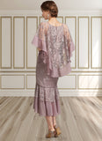 Maggie Trumpet/Mermaid Scoop Neck Asymmetrical Chiffon Lace Mother of the Bride Dress STG126P0014945