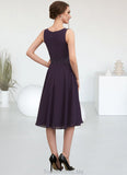 Scarlett A-Line Scoop Neck Knee-Length Chiffon Lace Mother of the Bride Dress With Sequins STG126P0014968