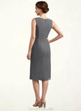 Savannah Sheath/Column Scoop Neck Knee-Length Chiffon Mother of the Bride Dress With Lace STG126P0014986