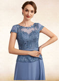 Sandra A-Line Scoop Neck Floor-Length Chiffon Lace Mother of the Bride Dress STG126P0014989