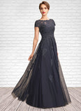 Phoebe A-Line Scoop Neck Floor-Length Tulle Lace Mother of the Bride Dress With Beading STG126P0015029