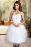 Gillian A-line Sweetheart Knee-Length Satin Tulle Homecoming Dress With Beading Cascading Ruffles Appliques Lace Sequins STGP0020598