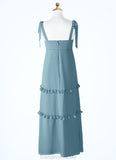 Winnie A-Line Bow Chiffon Floor-Length Junior Bridesmaid Dress STGP0020003