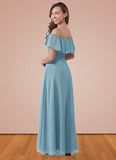 Alison A-Line Off the Shoulder Chiffon Floor-Length Junior Bridesmaid Dress STGP0019973