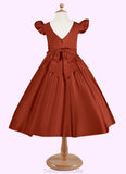 Penelope Ball-Gown Bow Matte Satin Tea-Length Dress STGP0020248