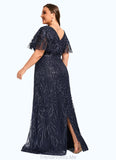 Janae Sheath/Column Square Floor-Length Lace Mother of the Bride Dress With Sequins STG126P0021665
