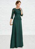 Alanna A-line Scoop Illusion Floor-Length Chiffon Lace Mother of the Bride Dress With Beading Pleated Sequins STG126P0021700