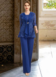 Sarahi Jumpsuit/Pantsuit Separates Scoop Floor-Length Chiffon Lace Mother of the Bride Dress STG126P0021703