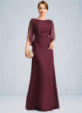 Sherlyn Sheath/Column Scoop Floor-Length Chiffon Mother of the Bride Dress With Beading Pleated STG126P0021708
