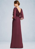 Sherlyn Sheath/Column Scoop Floor-Length Chiffon Mother of the Bride Dress With Beading Pleated STG126P0021708