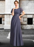 Faith A-line Scoop Floor-Length Chiffon Mother of the Bride Dress With Beading Pleated STG126P0021717