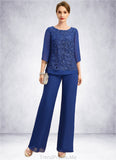 Virginia Jumpsuit/Pantsuit Separates Scoop Floor-Length Chiffon Lace Mother of the Bride Dress STG126P0021718