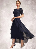 Persis A-line Scoop Illusion Asymmetrical Chiffon Lace Mother of the Bride Dress STG126P0021725
