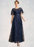 Irene A-line Scoop Illusion Ankle-Length Lace Mother of the Bride Dress With Sequins STG126P0021728
