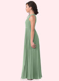 Ally A-Line Pleated Chiffon Floor-Length Junior Bridesmaid Dress STGP0019982
