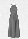 Kira A-Line Pleated Chiffon Floor-Length Junior Bridesmaid Dress STGP0019976