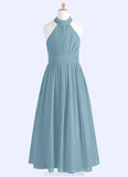 Jolie A-Line Pleated Chiffon Floor-Length Junior Bridesmaid Dress STGP0019988